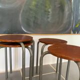 Set of 4 vintage industrial stools 50s