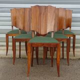 Art Deco period solid walnut chairs, set of 6