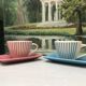 4 vintage ceramic coffee cups produced by LBVYR Circa