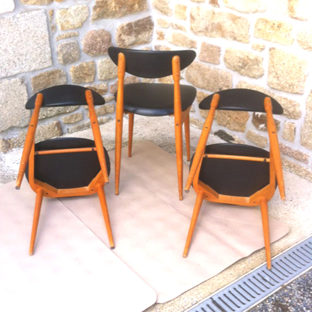 Baumann suite of 6 vintage chairs model Unicorn