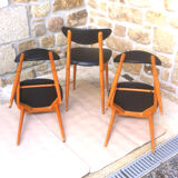Baumann suite of 6 vintage chairs model Unicorn
