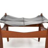 Illum Wikkelsø Teak and Leather Ottoman Denmark 1960s