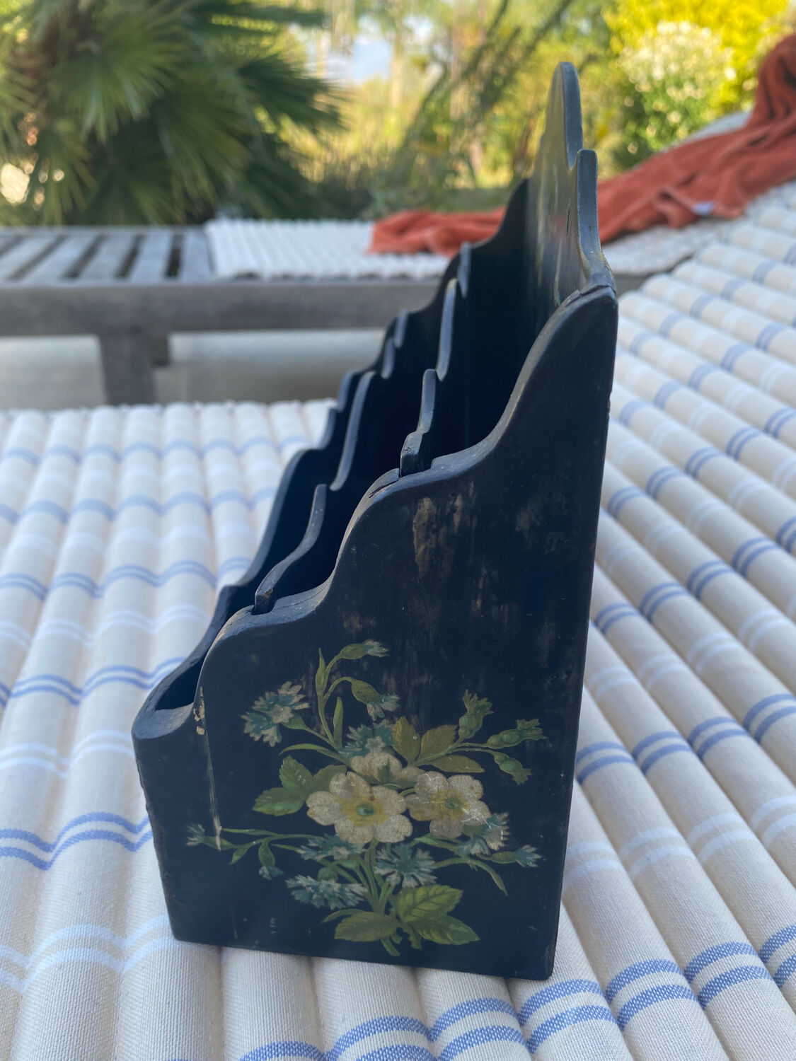 Napoleon III mail rack in blackened wood
