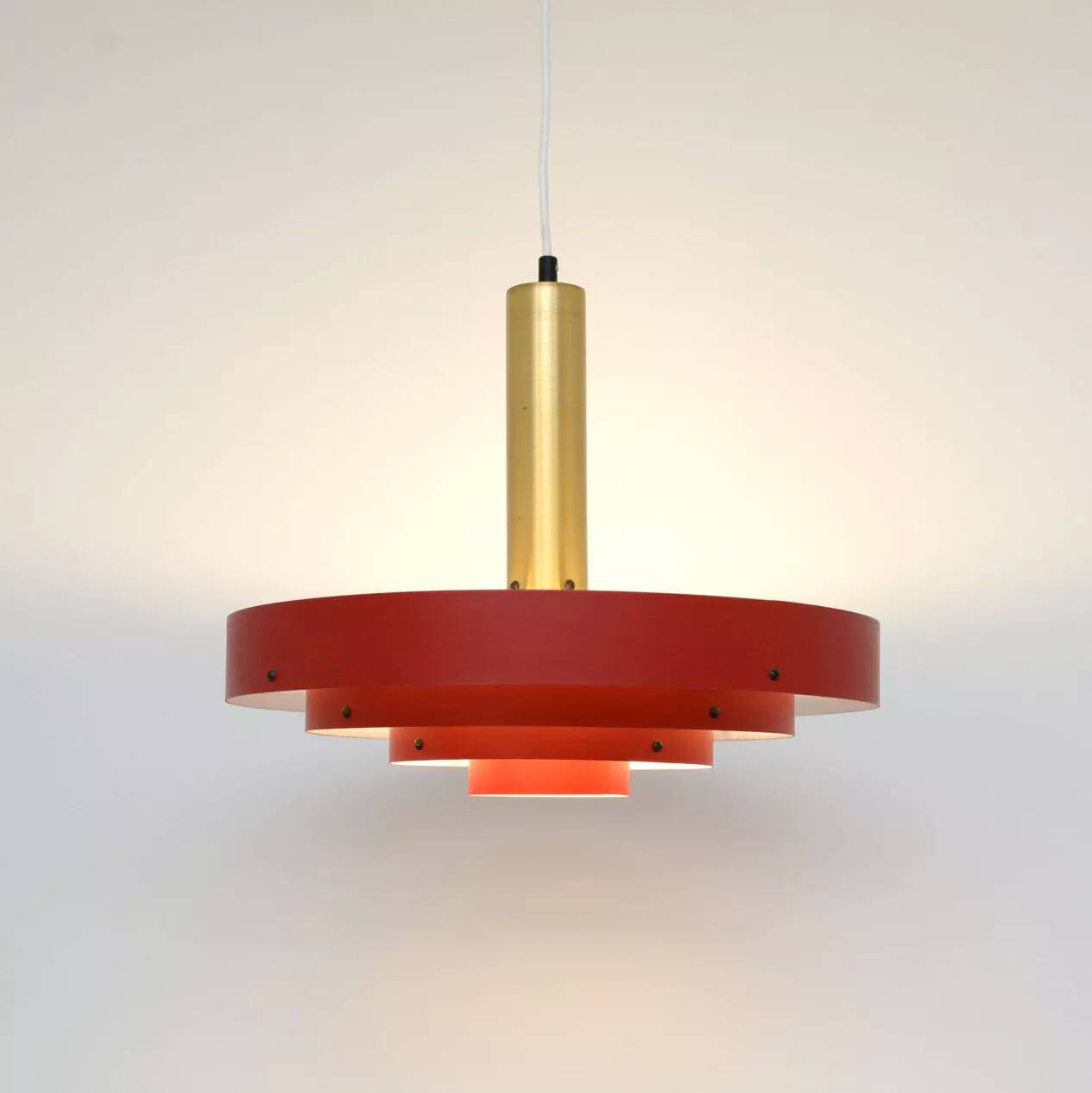 Red Scandinavian lamp, Denmark 1960s