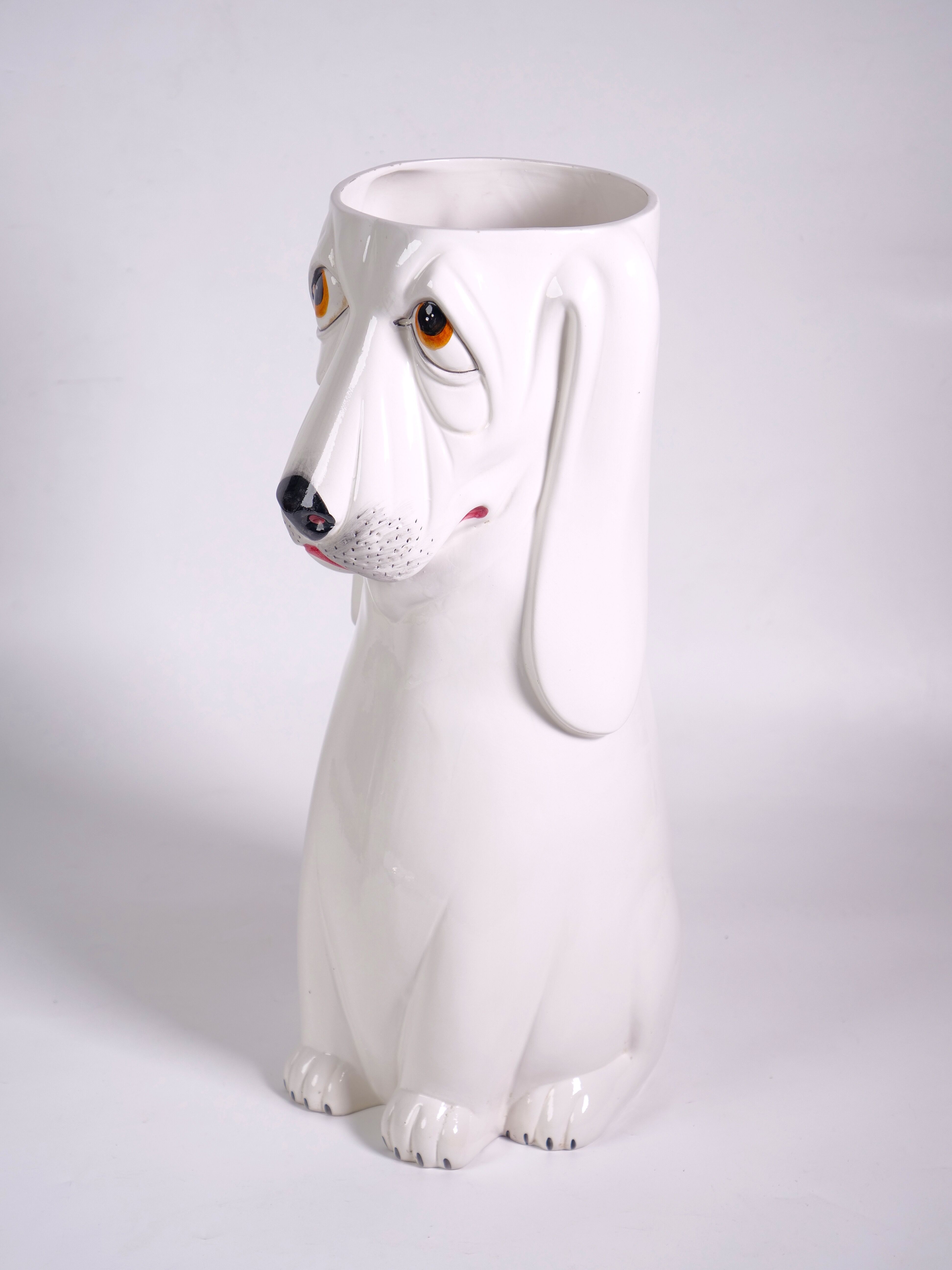 Umbrella holder ceramic dog design italy