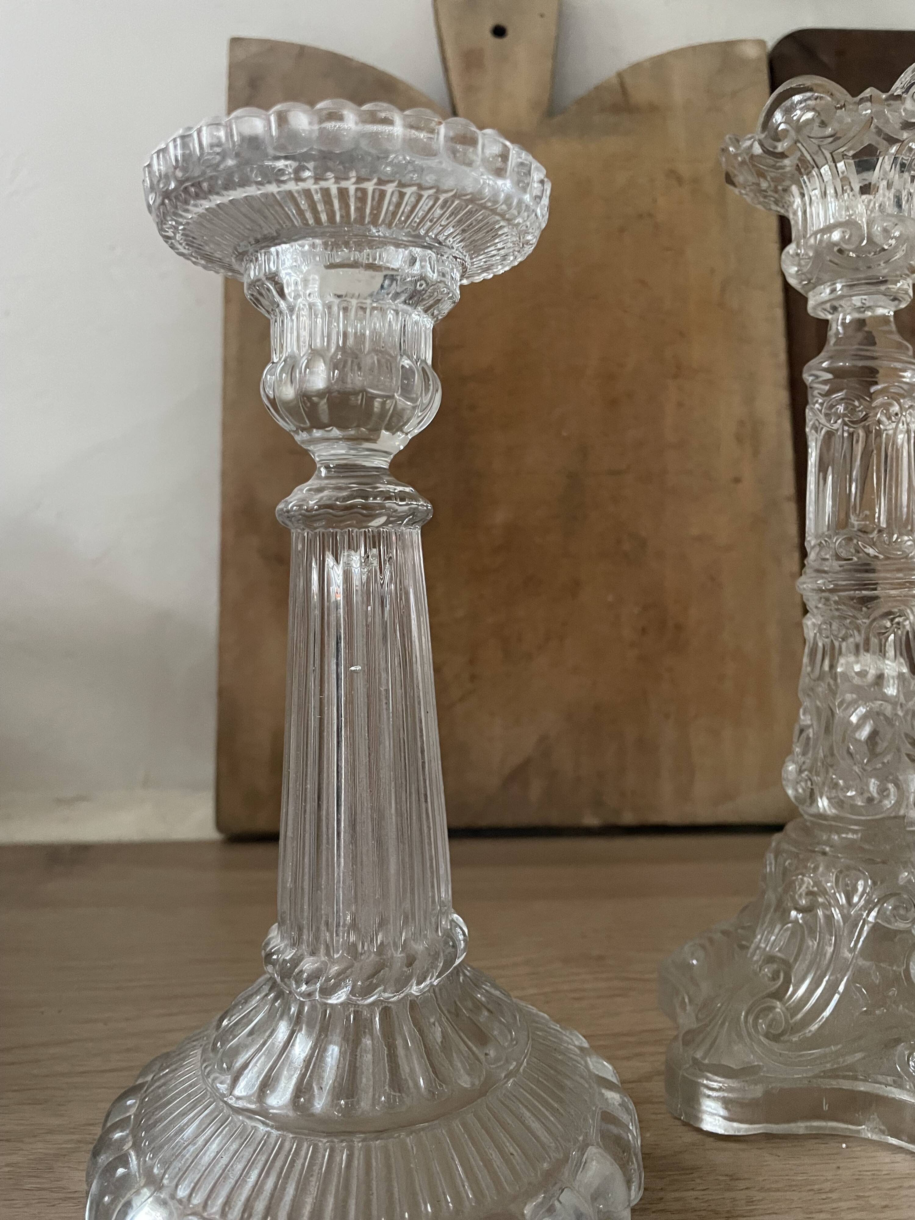 Lot of vintage glass candlesticks