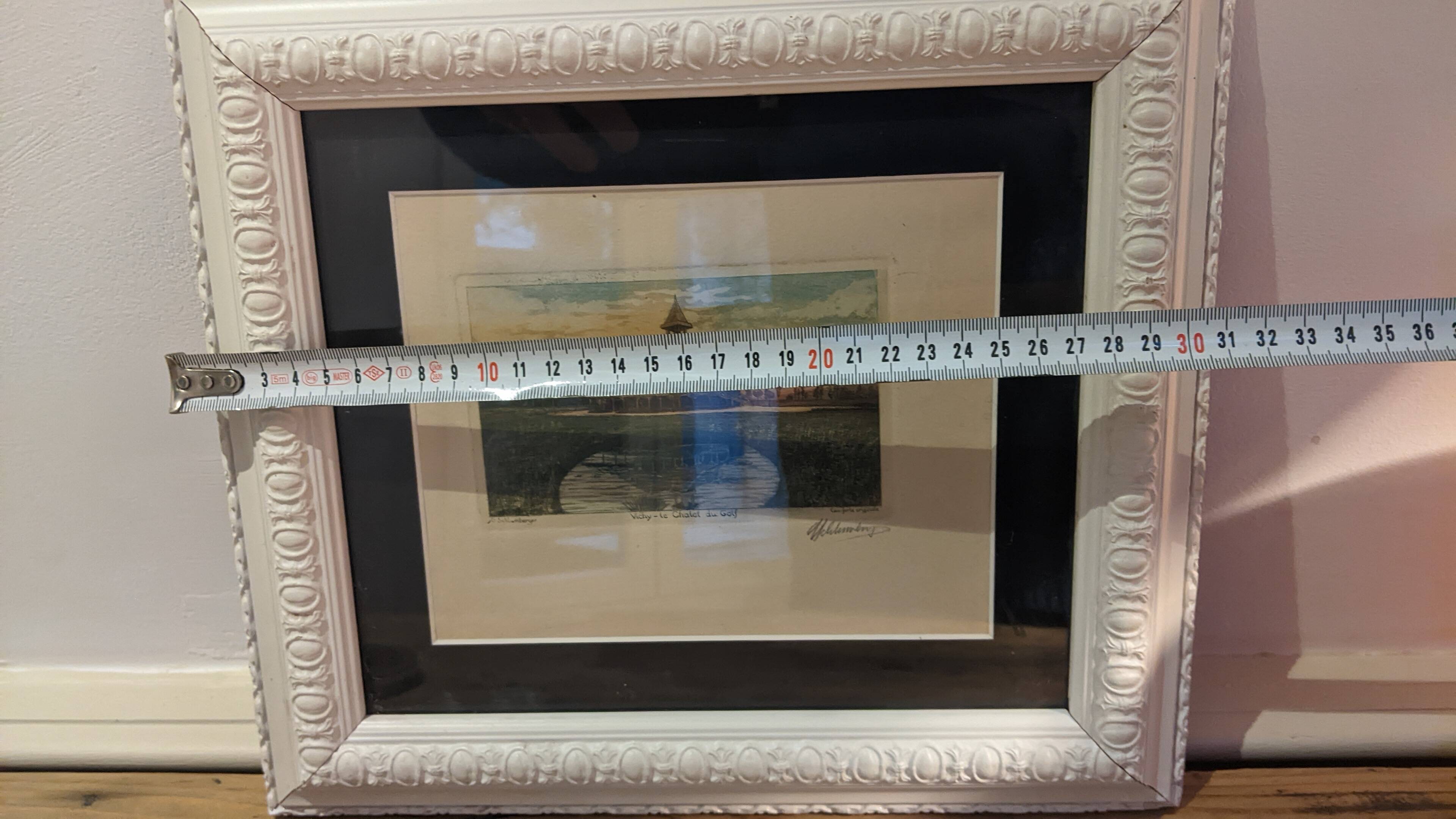 Original etching signed Schlumberger Vichy Bellerive the Allier golf chalet