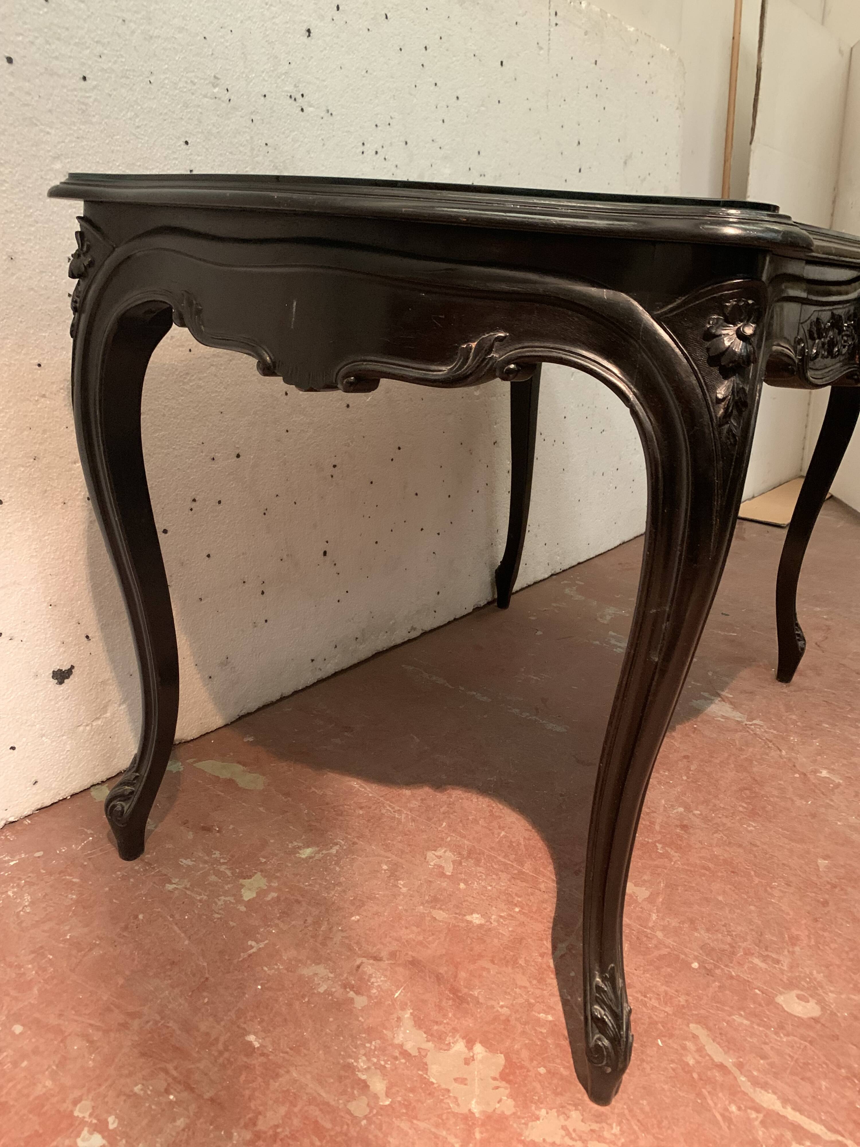 Louis XV style desk in black wood Napoleon III, XIX century