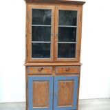 Antique softwood buffet in natural + blue, Gründerzeit style