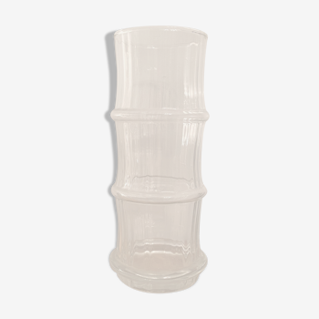 Vintage bamboo-shaped glass vase