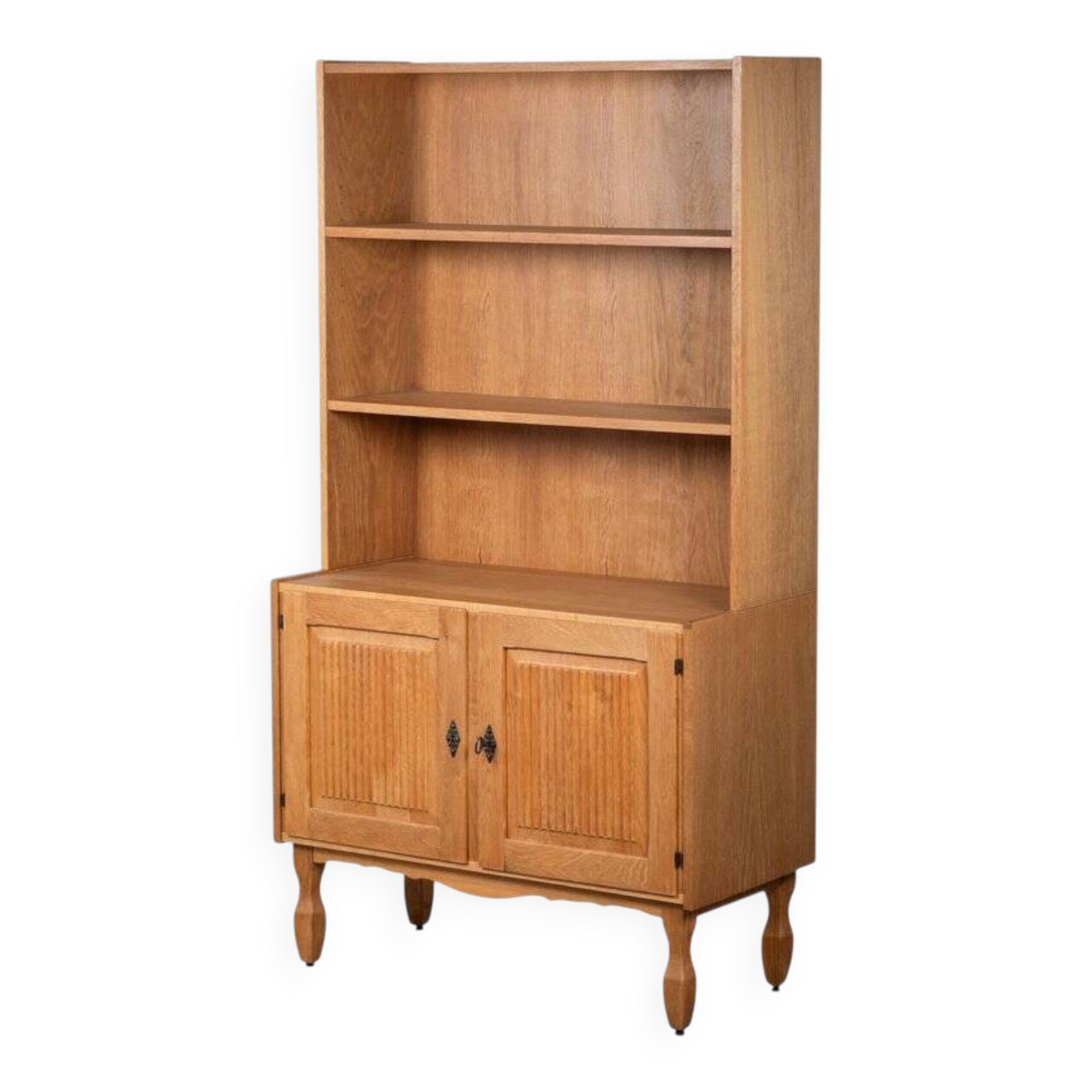 Brutalist Oak Bookcase by Henning Kjærnulf, Denmark, 1960s