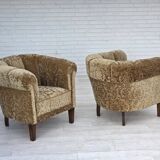 1960s, Danish vintage armchair, green furniture velour, ash wood legs.