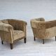 1960s, Danish vintage armchair, green furniture velour, ash wood legs.
