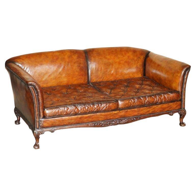 Renovated Victorian Chesterfield Sofa in Leather by Howard & Son
