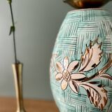 Lampe vintage en céramique et opaline blanche.