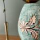 Lampe vintage en céramique et opaline blanche.