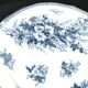 Large round antique plate with monochrome blue and black floral decoration, circa 1850.