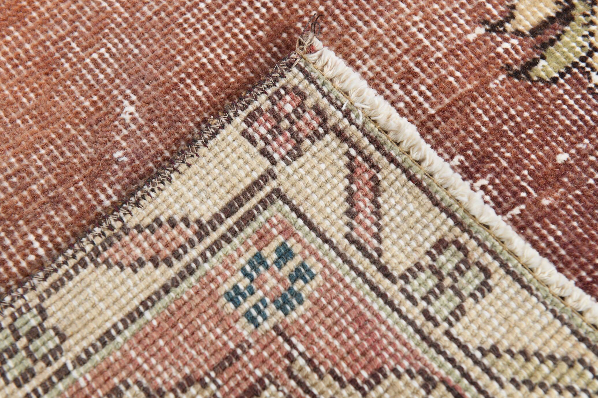Terracotta Tones Pastel Decorative Vintage Persian Rug, 238x357 Cm