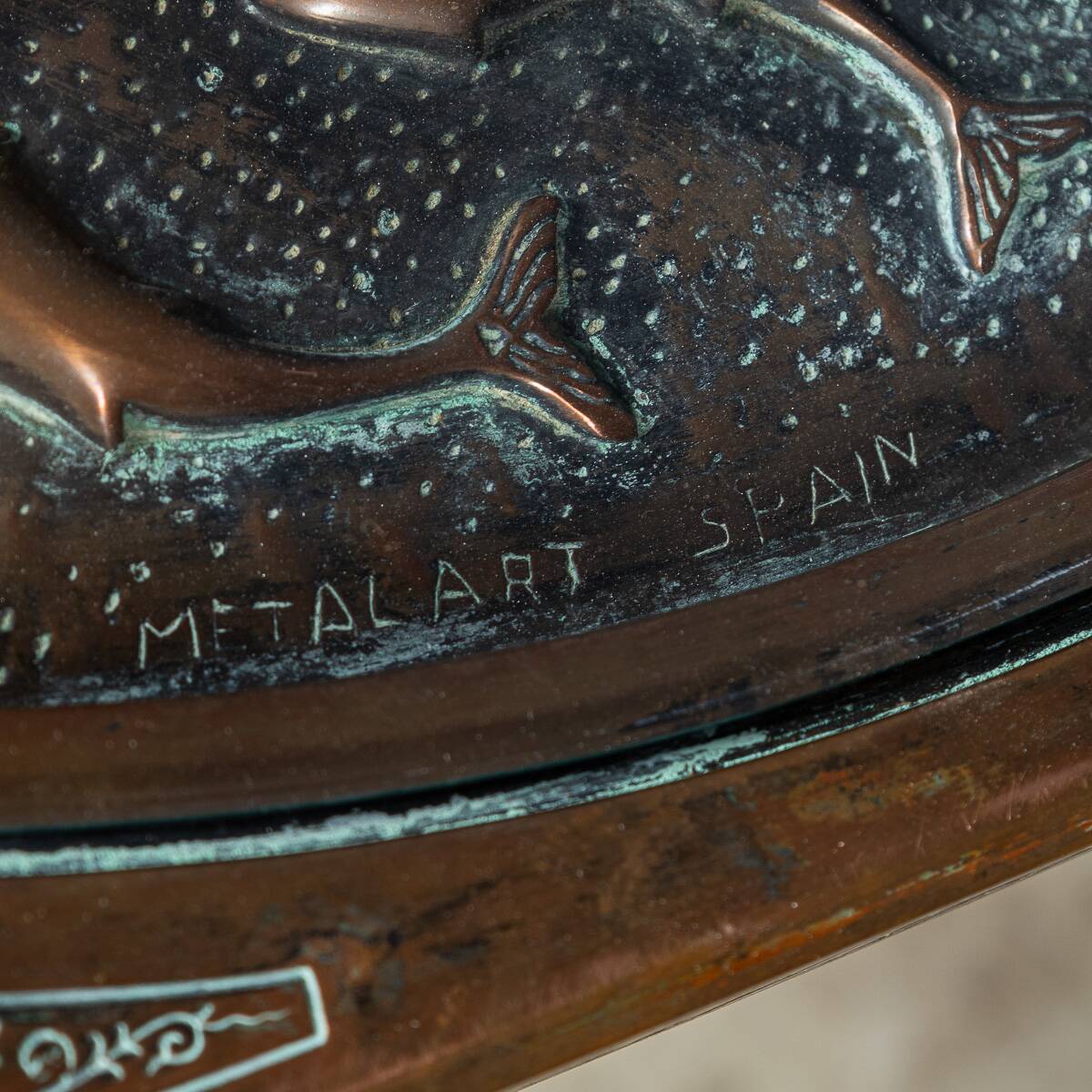 Vintage 20thc spanish embossed copper table by malart c.1930