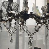 Brass chandelier with 5 branches and pendants