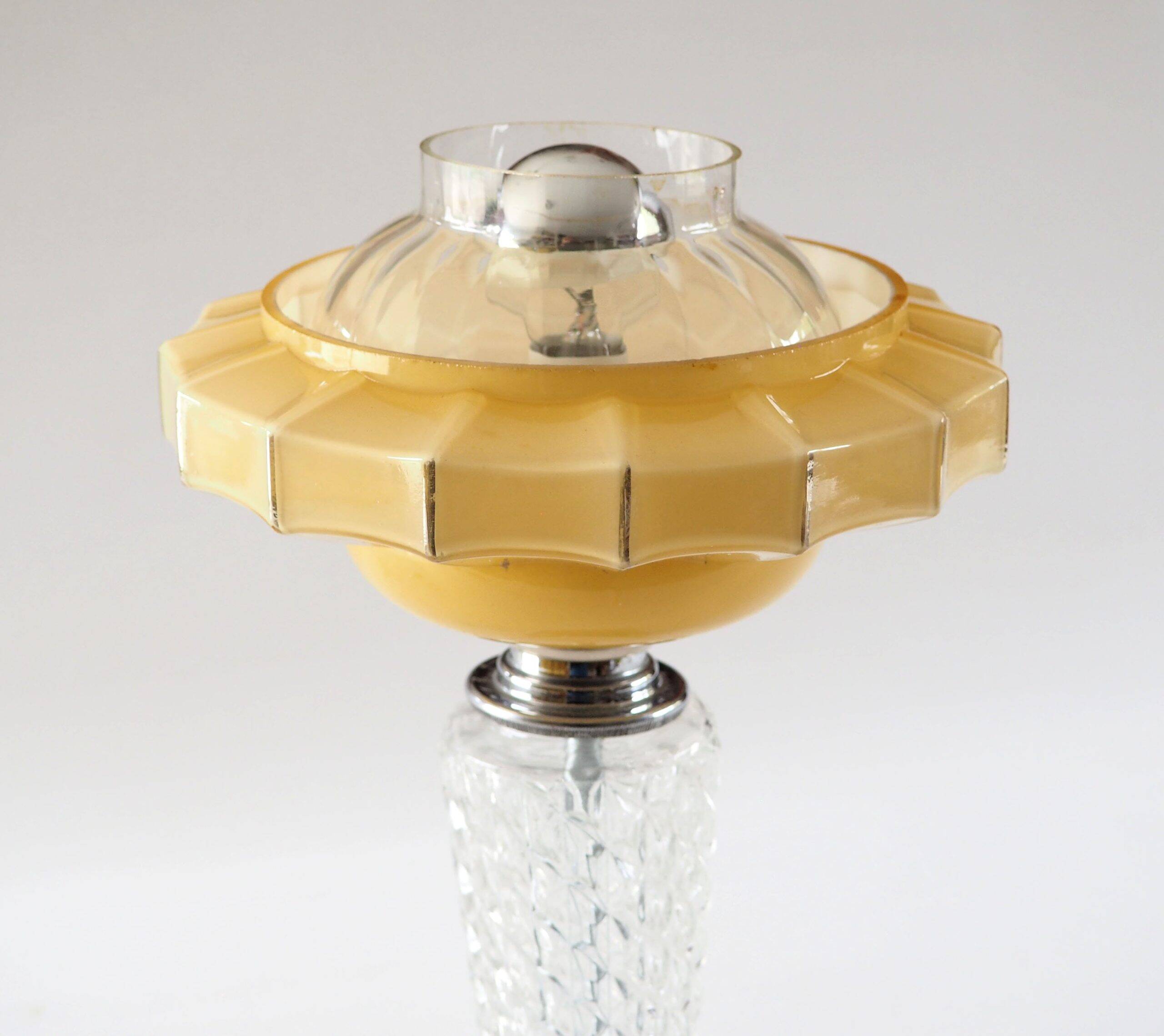 Art Deco glass and chrome lamp