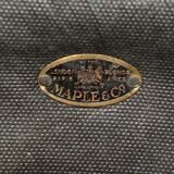 Victorian leather canapé, shield armrests, stamped Maple & Co.