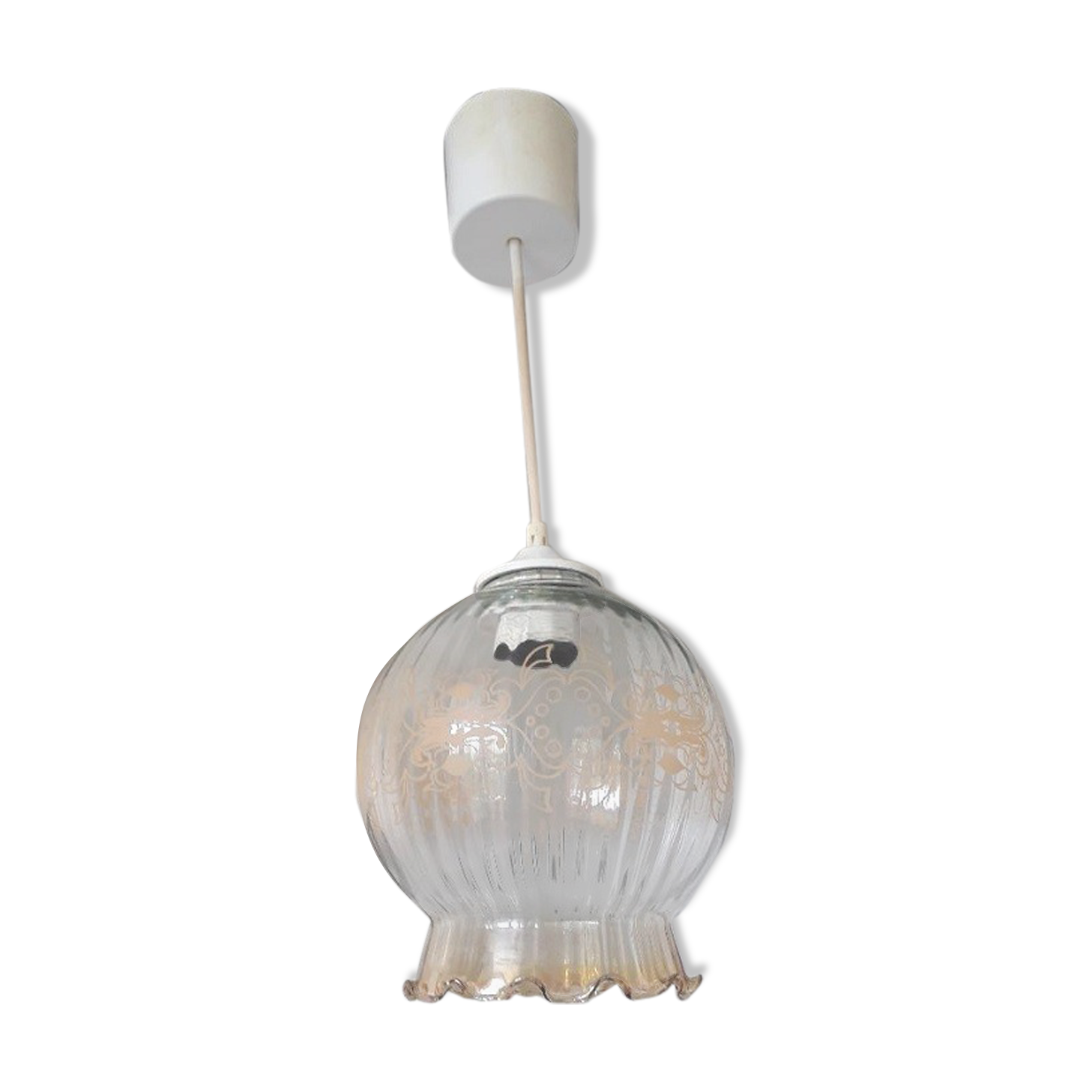 Amber tulip hanging lamp