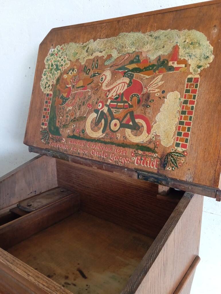 1900s oak desk with interior paint