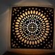Square wall lamp in red wood and rice paper, prod. Steelline 1980