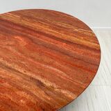 1970s Vintage Extra Large Round Red Travertine Dining Table