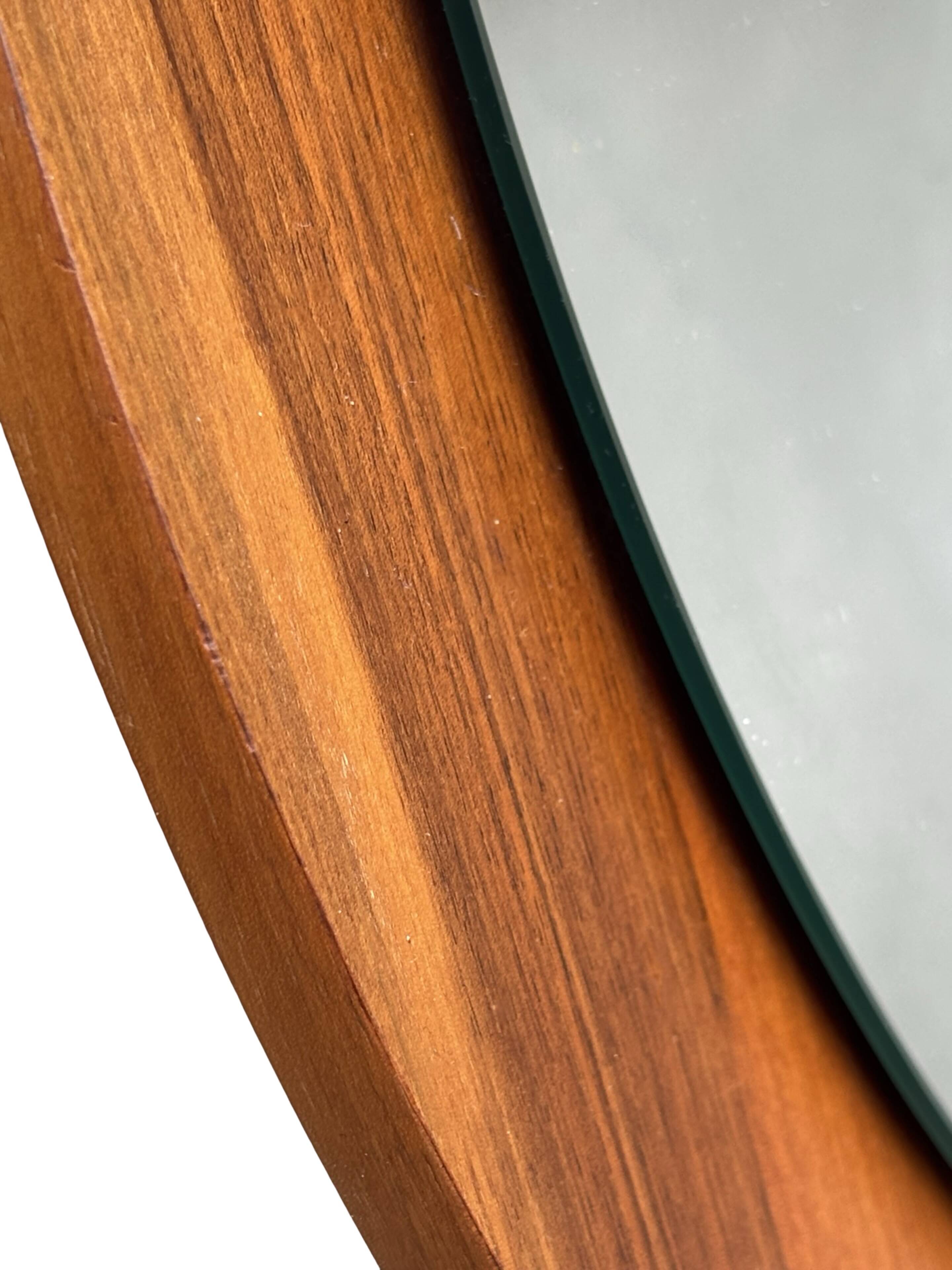 Vintage Round teak wall mirror 1970s wall mirror
