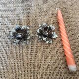 Metal flower candle holders