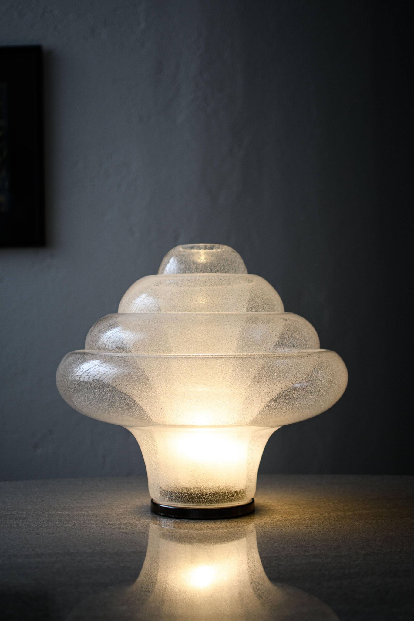 Vintage Lotus Table Lamp by Carlo Nason for Mazzega, Blown Murano Glass, Rare