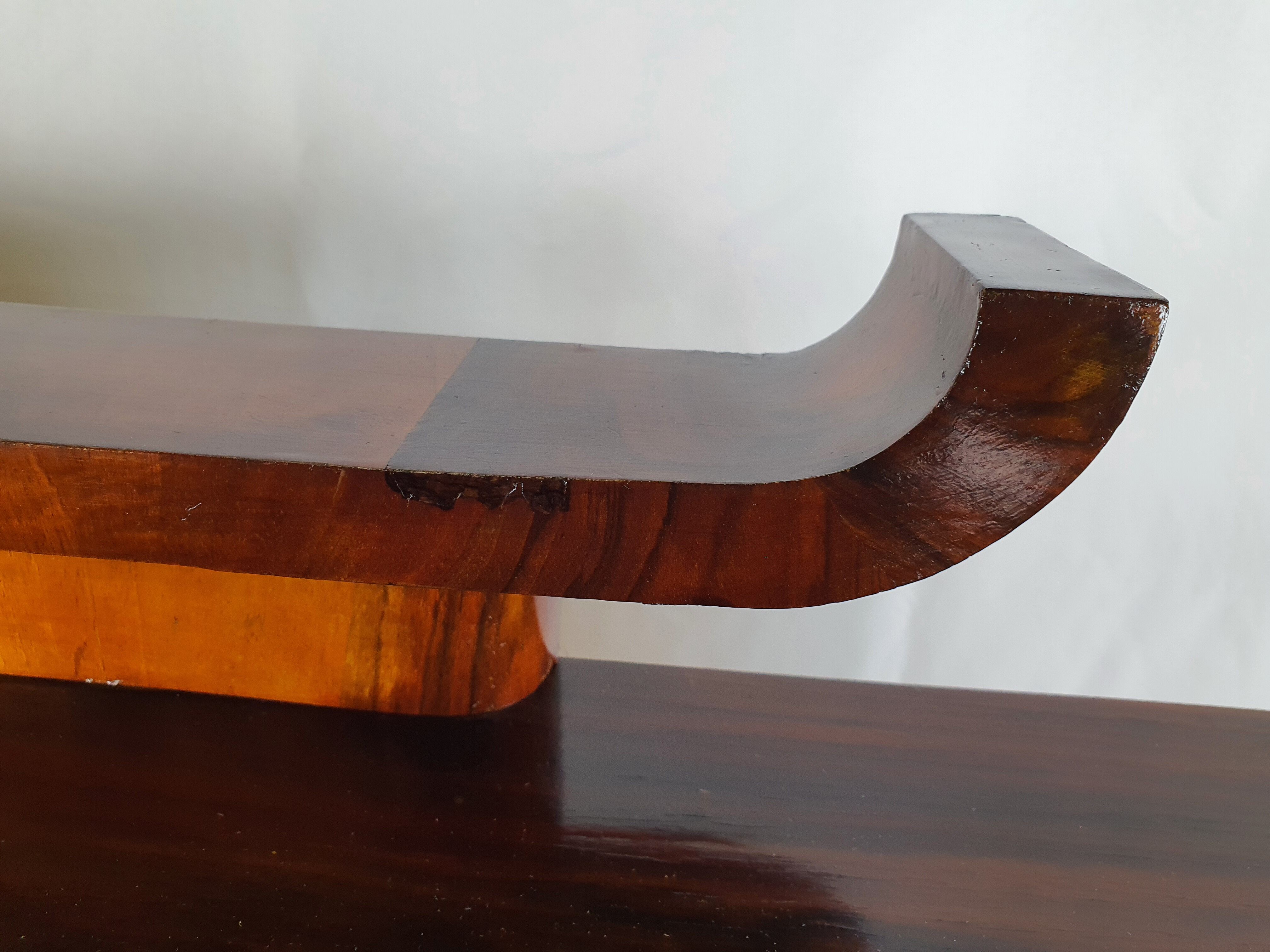 Art deco dining room sideboard in briar with upstand, 1940s