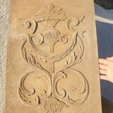 Panel, pediment, bas-relief in polychrome wood
