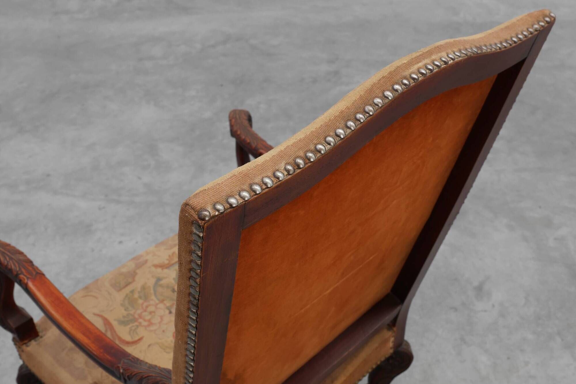 Louis XV Style Carved Walnut Armchair with Needlepoint Upholstery, France