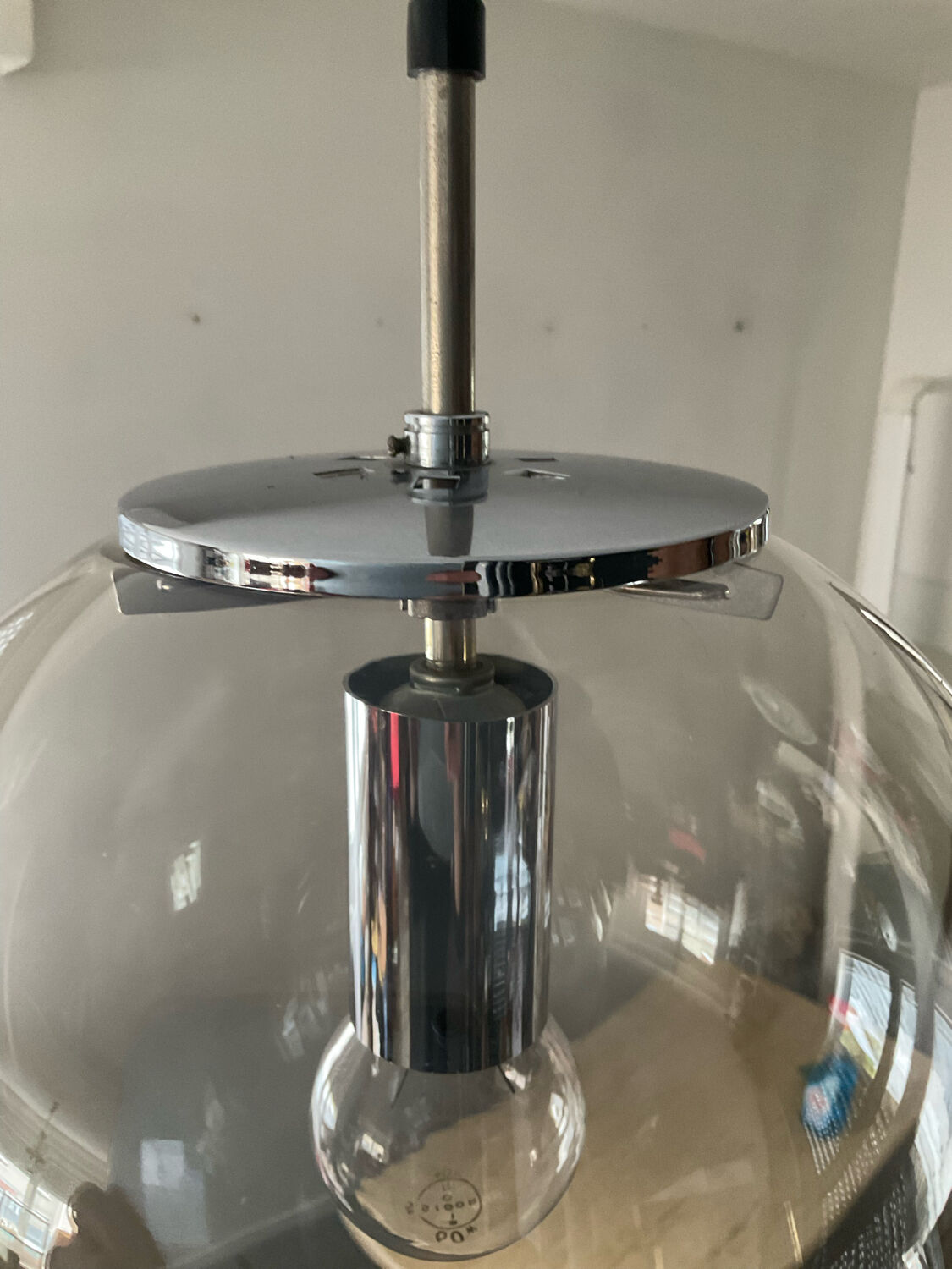 Space Age globe pendant lamp in smoked glass from the 70s