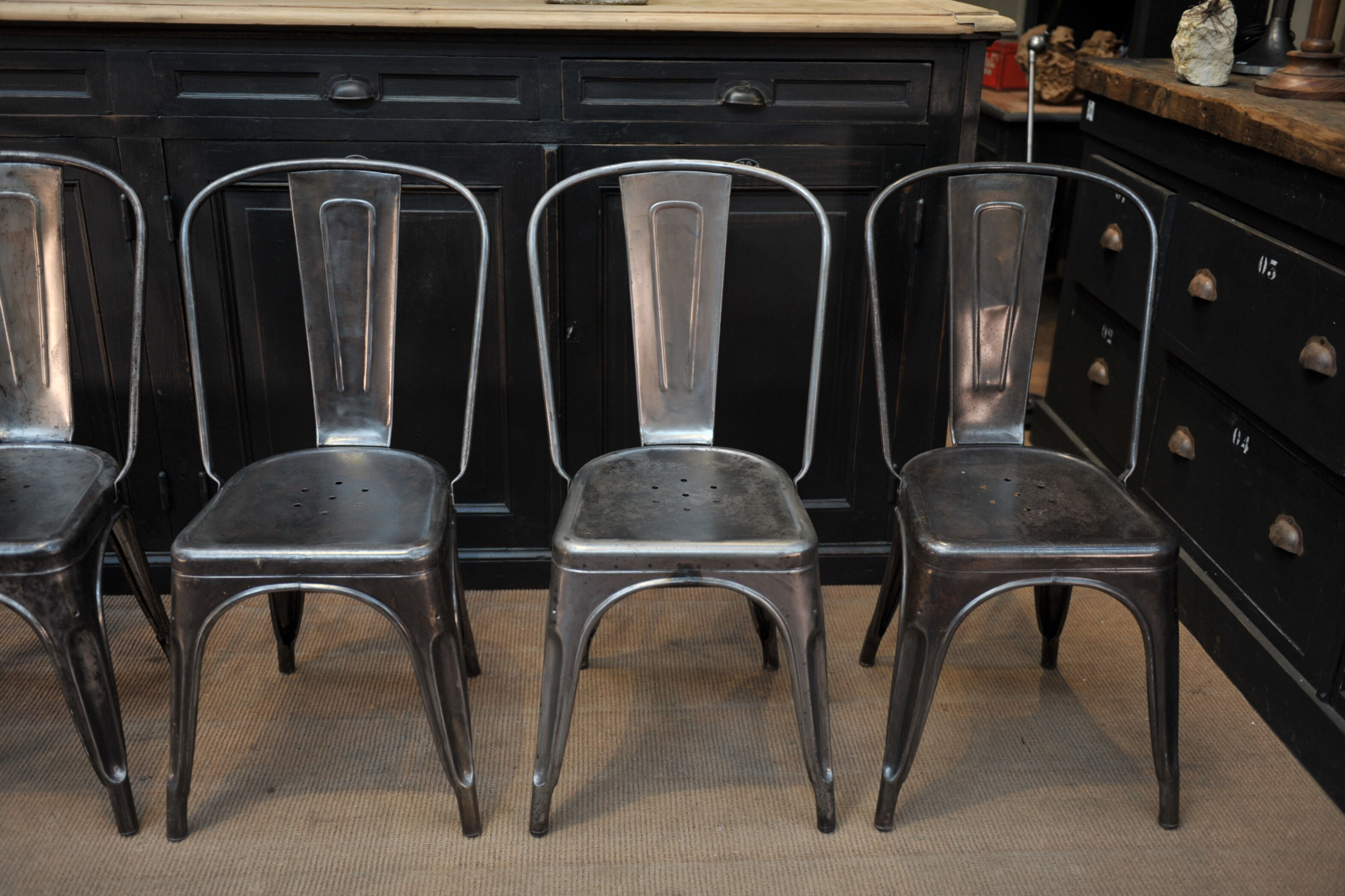 Lot of 6 old Tolix chairs 1950