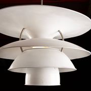 Danish brushed metal pendant light, Poulsen "Charlottenborg" model.