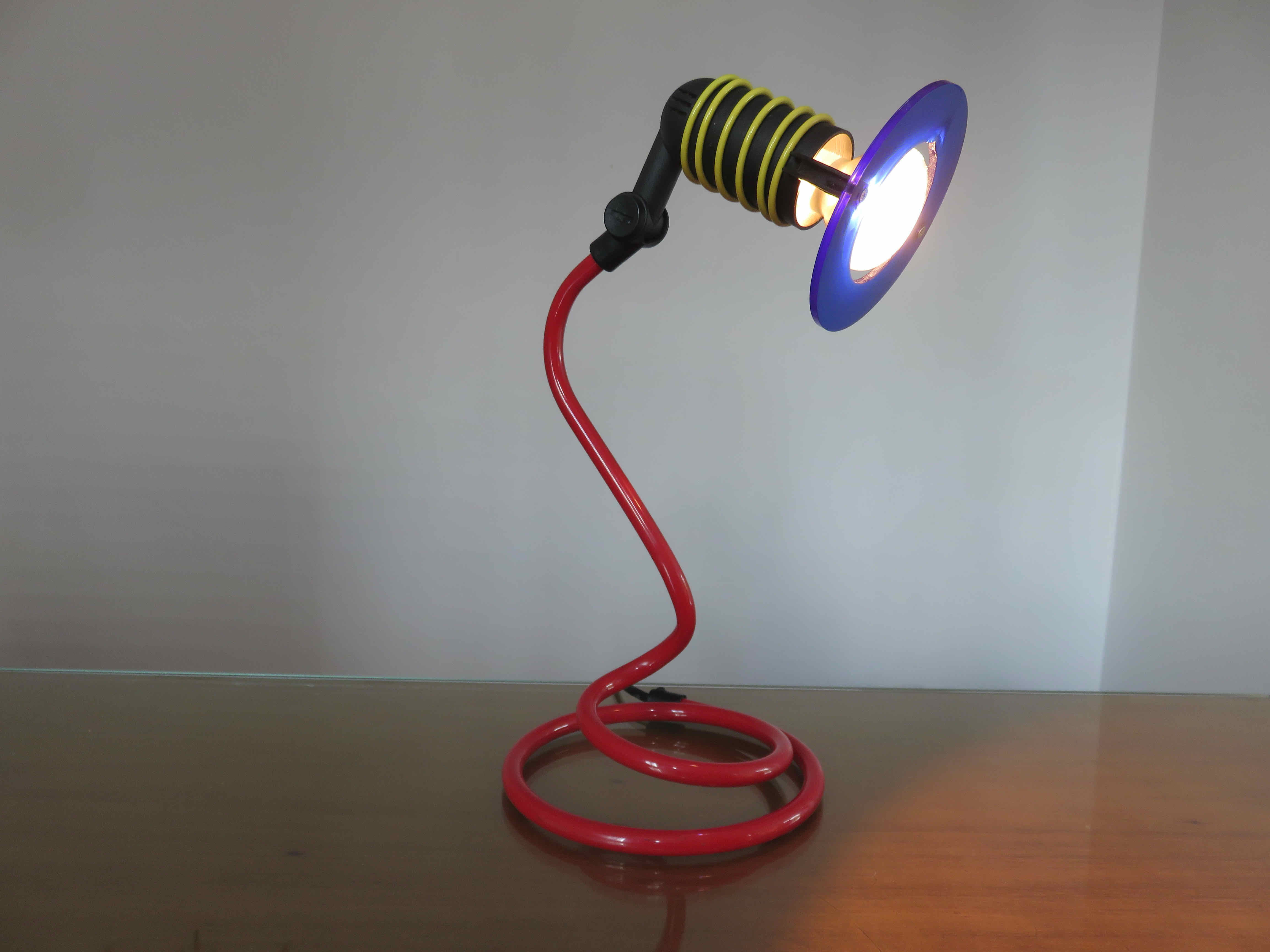 Lamp " spiral " primary colors 80s era Memphis