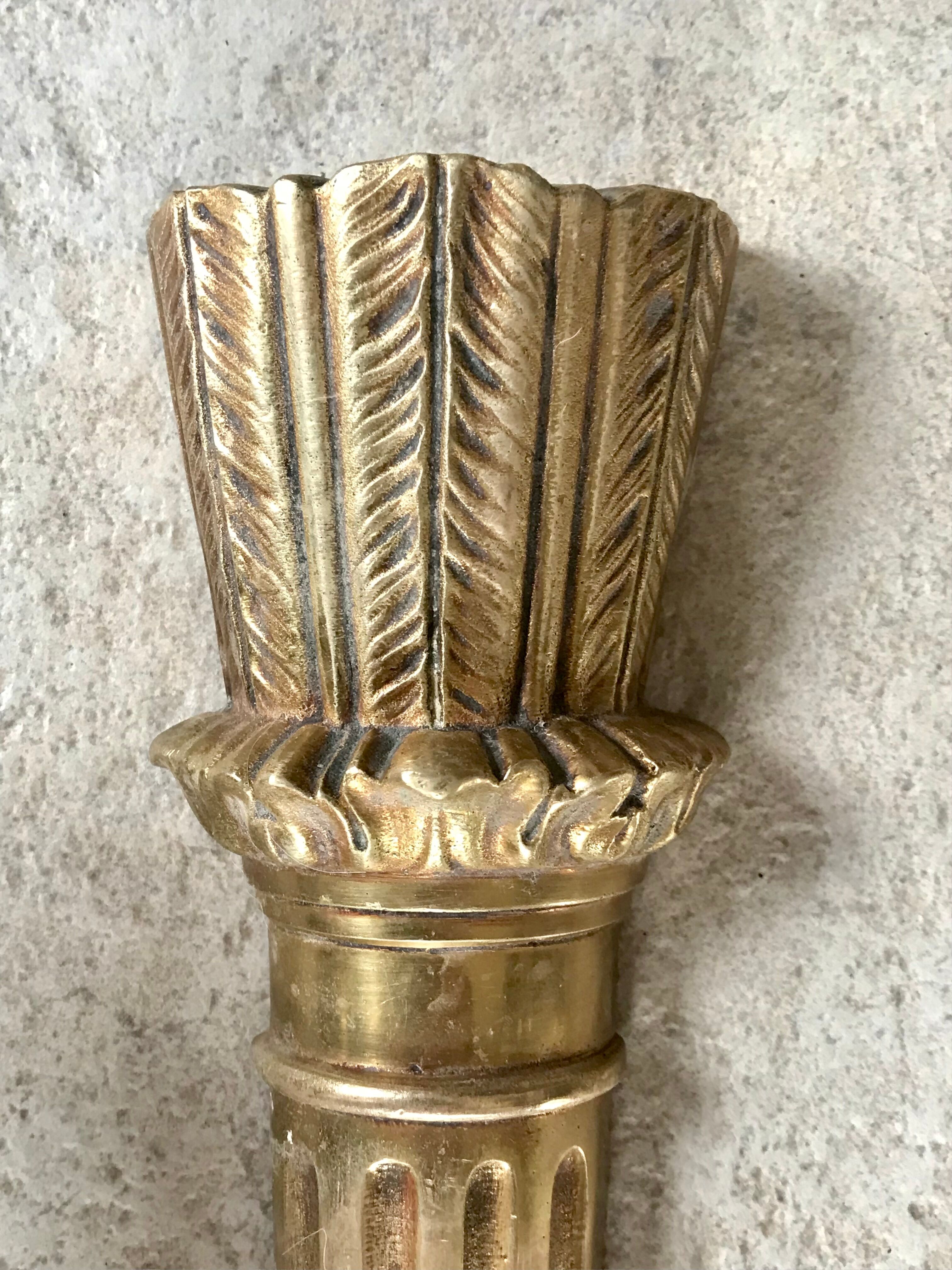 Pair of gilded bronze wall lamps