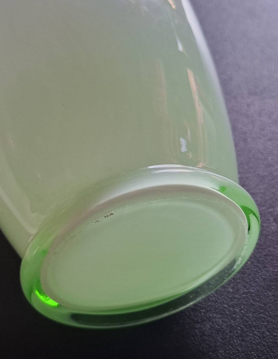 Large contemporary vase in green opaline