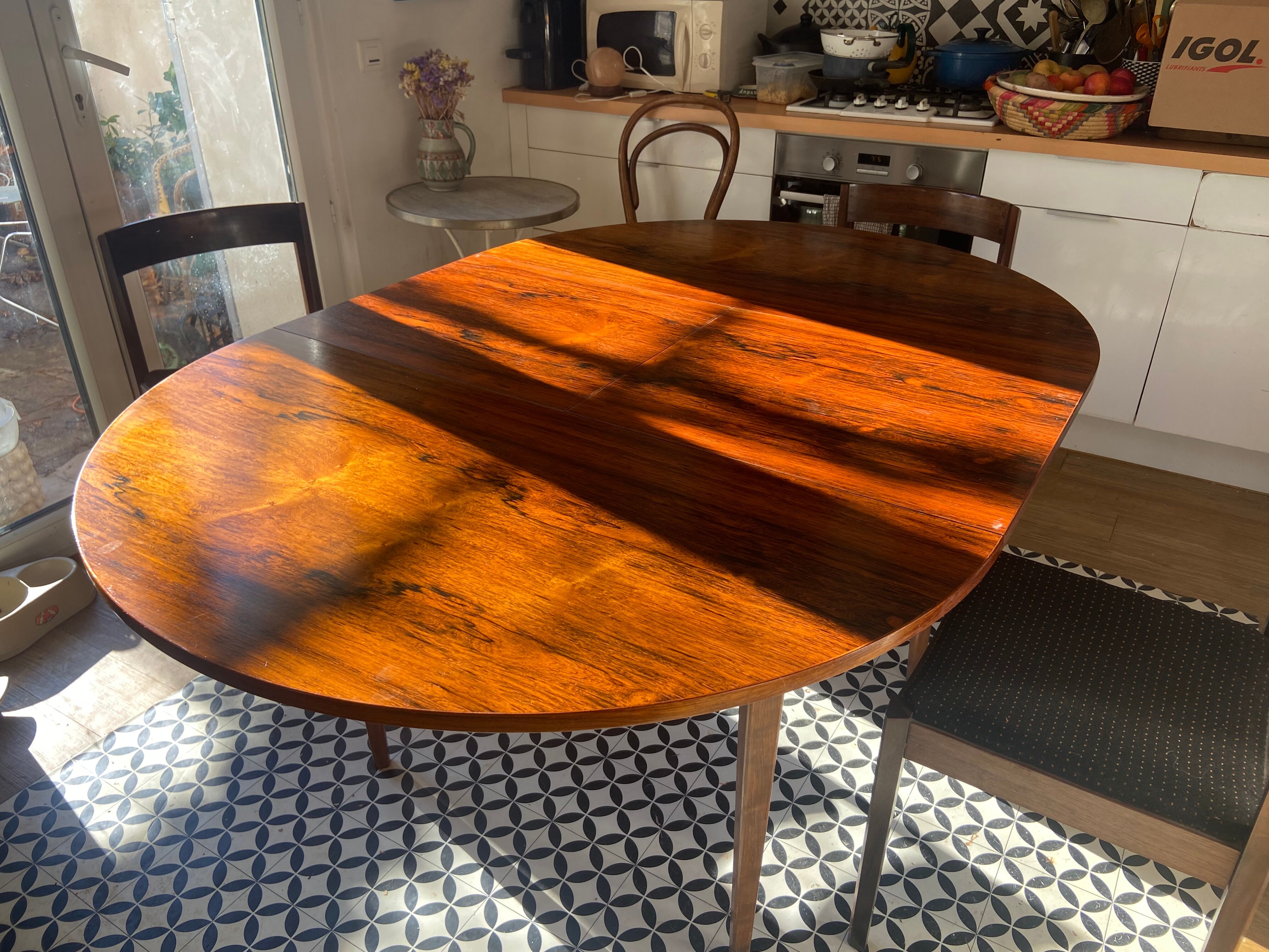 Vintage rosewood table and chair set