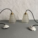 Lot 2 art-deco "skyscraper" hanging lamps