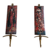 Pair of Coat Hooks Representing Characters from the Commedia dell'Arte in the