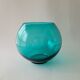 Round blue glass vase