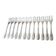 Set of 12 dessert forks and a cake server.