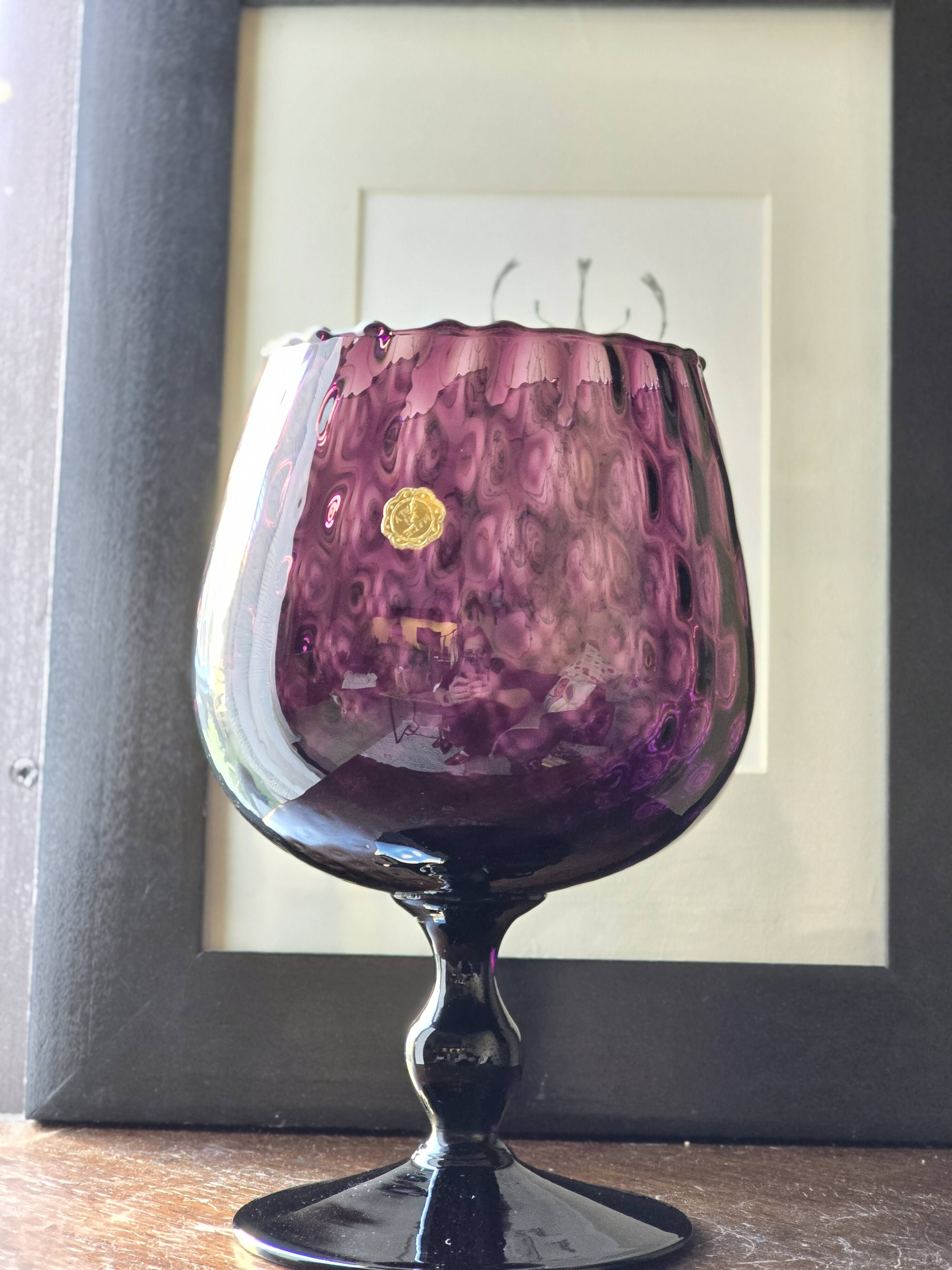 Cup, Empoli Amethyst glass. Italian art, hand-blown, 1950s.
