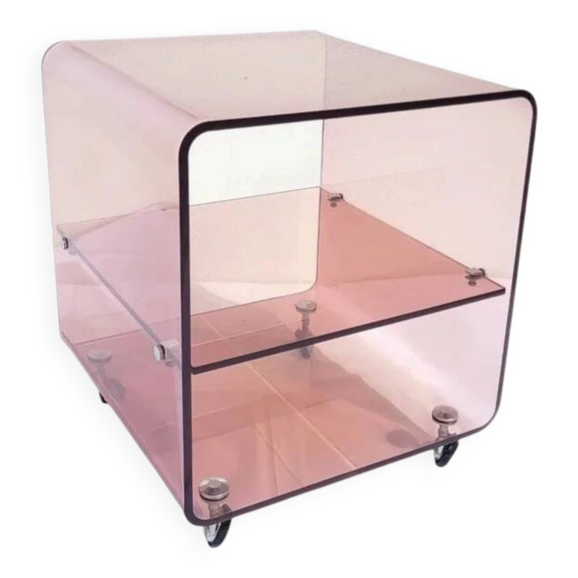 Vintage smoked plexiglass dessert trolley 70s by Michel Dumas