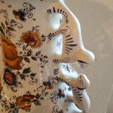 Vase faïencerie Hubert Béquet décor floral anses singes ou chats